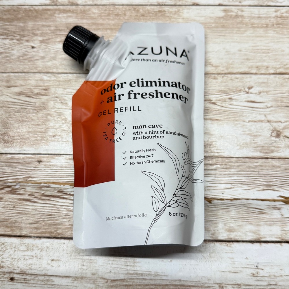 Azuna Odor Eliminator Gel Refill Unisex 8 oz Man Cave Sandalwood Bourbon Pouch